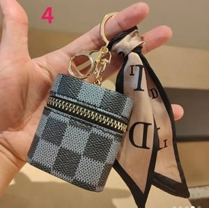 Mini Keychain Bag, Faux Leather Zipper Coin Purse, Scarf Décor